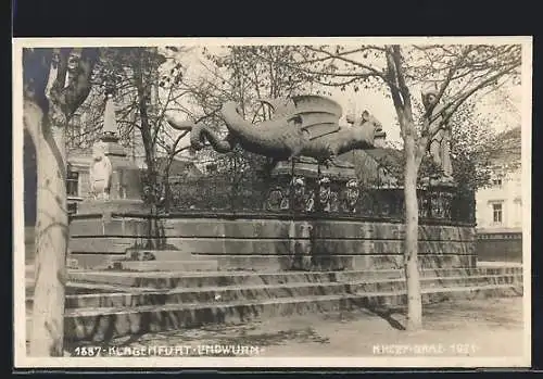 AK Klagenfurt, Das Lindwurmdenkmal 1921