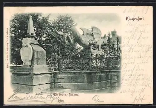 AK Klagenfurt, Partie am Lindwurm-Denkmal