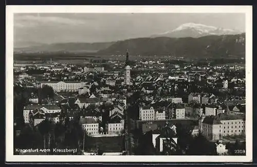 AK Klagenfurt, Ortsansicht vom Kreuzbergl gegen die Berge