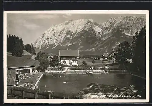 AK Bad Mitterndorf, Das Strandbad mit Grimming