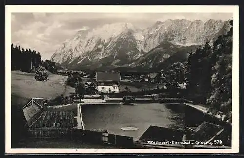 AK Bad Mitterndorf, Das Strandbad gegen Grimming