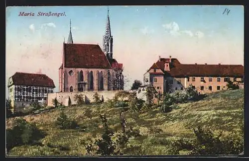 AK Maria Strassengel, Blick auf das Kloster