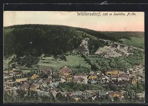 AK Wöllersdorf, Blick aus der Vogelschau auf den Ort