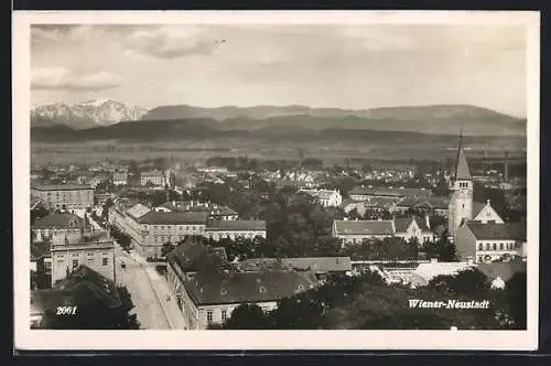 AK Wiener-Neustadt, Teilansicht mit Kirche und Strassenpartie