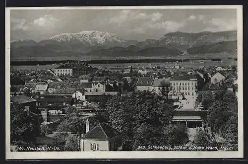 AK Wr.-Neustadt /N.-Do., Teilansicht gegen Schneeberg und Hohe Wand