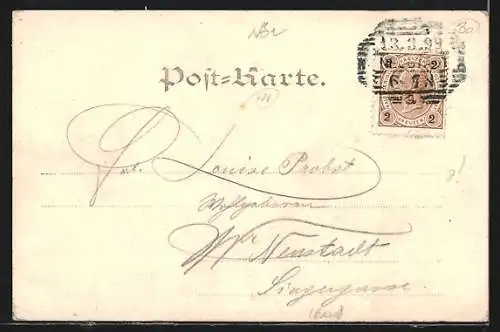 Künstler-AK Wr.-Neustadt, Teilansicht mit Kirche von Süden