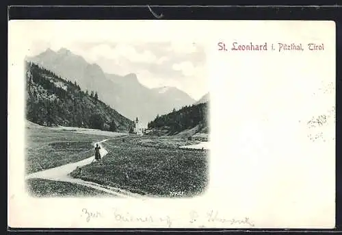 AK St. Leonhard i. Pitzthal, Teilansicht mit Kirche