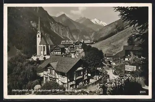 AK Heiligenblut, Ortsansicht mit Rupertihaus und Grossglockner