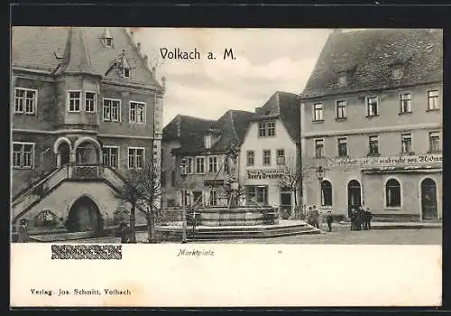AK Volkach a. M., Marktplatz mit Gasthaus zur Mainbrücke