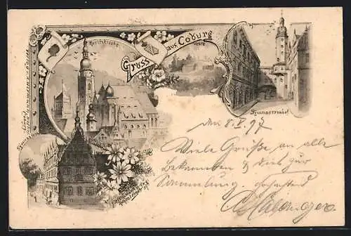 AK Coburg, Moritzkirche, Gymnasium und Gymnasiumshof