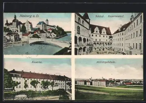 AK Neuburg a. D., Kaserne, Militärgebäude, Kasernenhof im Schloss