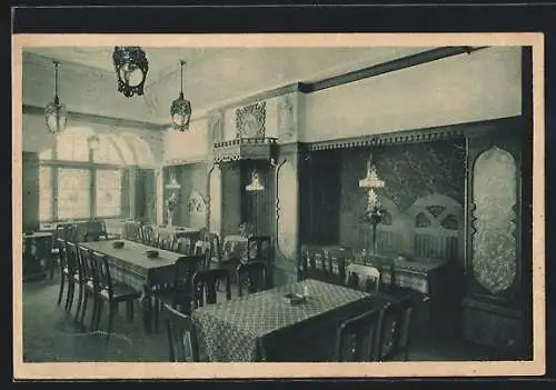 AK Augsburg, Restaurant Café Schachamayer, Innenansicht