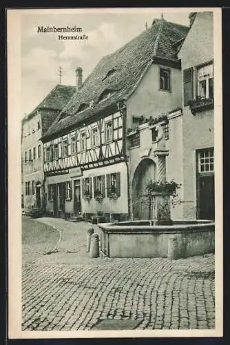AK Mainbernheim, Herrnstrasse mit Brunnen