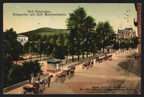 AK Bad Kissingen, Kurgarten mit Café Messerschmitt