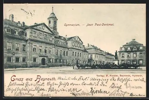 AK Bayreuth, Gymnasium und Jean Paul-Denkmal