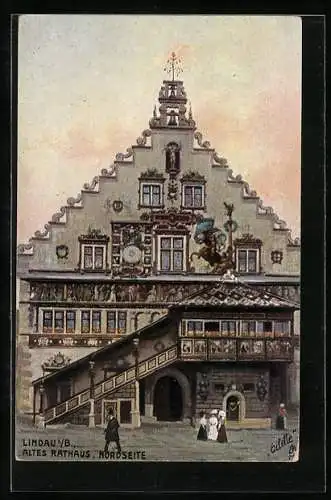 Künstler-AK Lindau i / B., Altes Rathaus, Nordseite