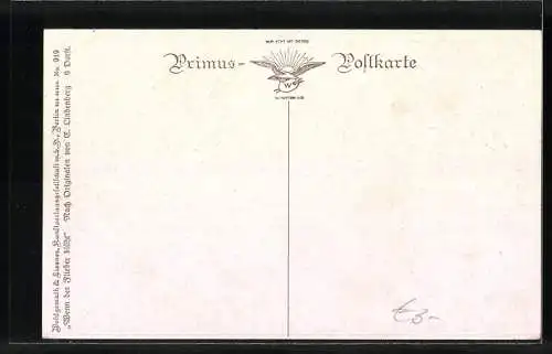 Künstler-AK Wohlgemuth & Lissner, Primus-Postkarte No. 919: Landschaft mit blühendem Flieder