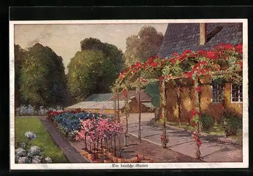 Künstler-AK Wohlgemuth & Lissner, Primus-Postkarte No. 1008: Der deutsche Garten, Blühende Setzlinge