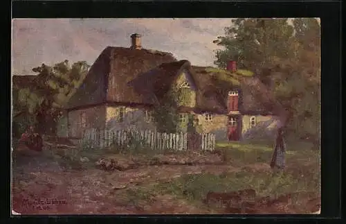 Künstler-AK Wohlgemuth & Lissner, Primus-Postkarte No. 817: Friesisches Bauernhaus