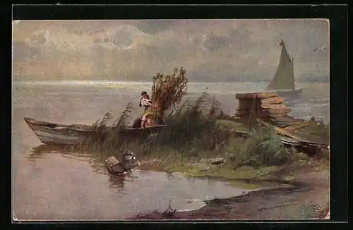 Künstler-AK Wohlgemuth & Lissner, Primus-Postkarte No. 3090, K. Raupp: Am Chiemsee