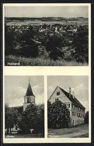AK Honhardt, Kirche, Pfarrhaus, Ortsansicht