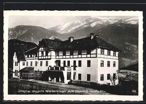 AK Raach am Hochgebirge, Schlagl, Hotel Westermayer gegen Schneeberg