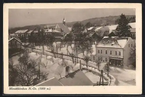 AK Mönichkirchen, Strassenpartie im Winter