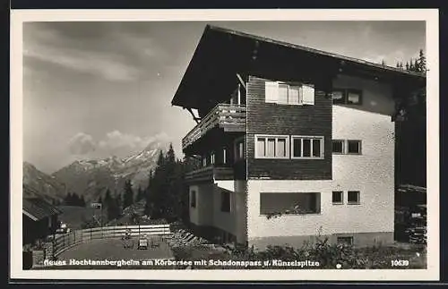 AK Schröcken /Vorarlberg, Neues Hochtannbergheim / Körberseehotel mit Schadonapass und Künzelspitze