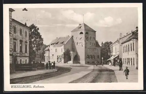 AK Wieselburg, Strassenpartie am Rathaus