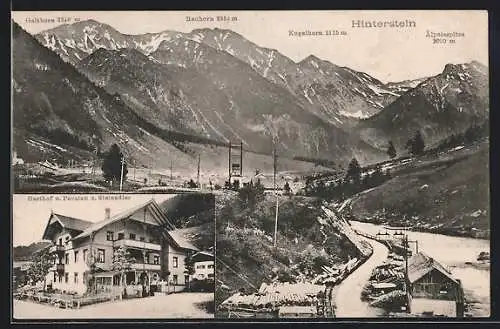 AK Hinterstein, Gasthof u. Pension z. Steinadler und Blick auf Gebirge