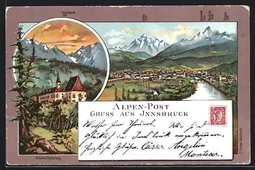 AK Innsbruck, Schloss Weyherburg & Panorama