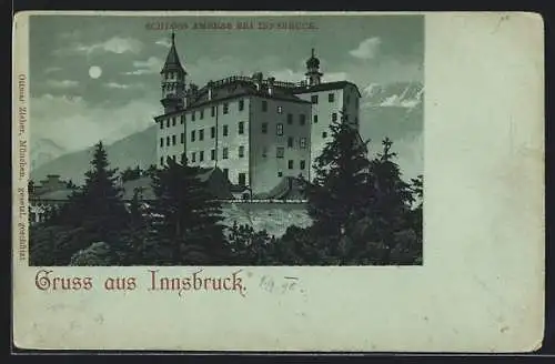 Mondschein-Lithographie Innsbruck, Schloss Ambras