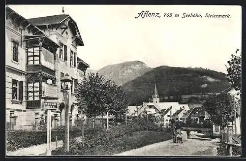 AK Aflenz, mit Haus und Kirchturm