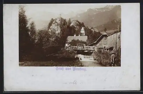 AK Neuberg an der Mürz, An der Mühle, Schroffe Felsen