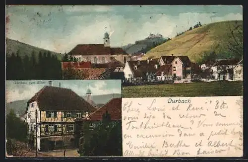 AK Durbach, Gasthaus zum Ritter, Teilansicht vom Dorf