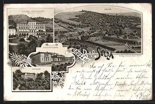 Lithographie Bad Sulza, Kinderheilbad, Schloss Sonnenstein, Saline