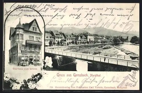 AK Gernsbach /Murgthal, Gasthaus zum Löwen, Ortspartie