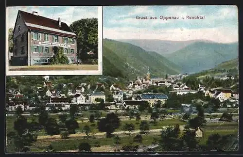 AK Oppenau i. Renchtal, Brauerei-Restaurant Bruder, Ortsansicht