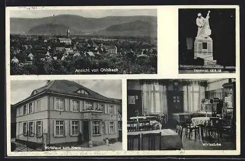 AK Ohlsbach, Gasthaus zum Kranz, Denkmal 1914-18, Totalansicht