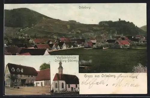 AK Ortenberg, Gasthaus zum Ochsen, Ortsansicht