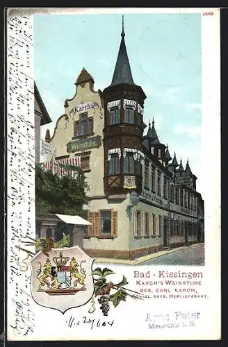 AK Bad Kissingen, Gasthaus Karchs Weinstube, Wappen