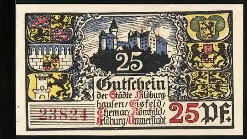 Notgeld Hildburghausen, 25 Pfennig, Schloss, Wappen