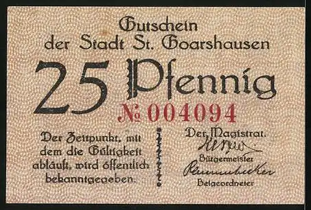 Notgeld St. Goarshausen, 25 Pfennig, Loreley