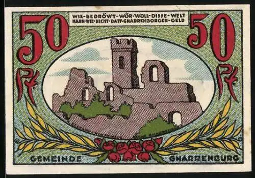 Notgeld Gnarrenburg, 50 Pfennig, Ruine