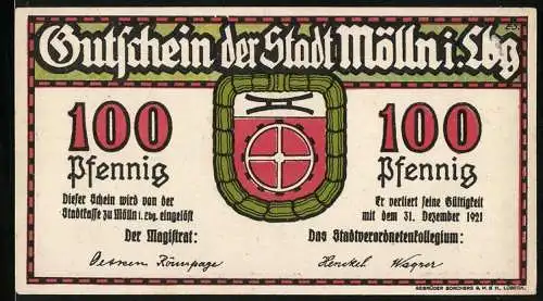 Notgeld Mölln i. Lbg., 25 Pfennig, Blick zur Kirche