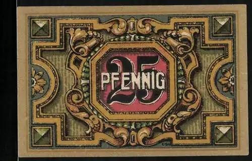 Notgeld Trostberg 1920, 25 Pfennig, Partie am Rathaus