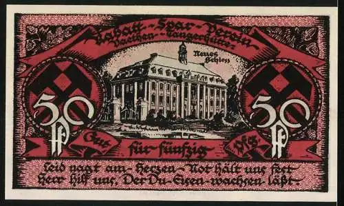 Notgeld Vaethen-Tangerhütte 1921, 50 Pfennig, Neues Schloss, Eisengiesserei