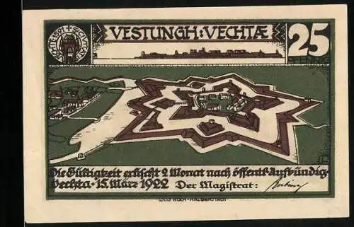 Notgeld Vechta 1922, 25 Pfennig, Sprengepiel auf dem Pferd