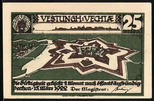Notgeld Vechta 1922, 25 Pfennig, Mönche finden den Hund