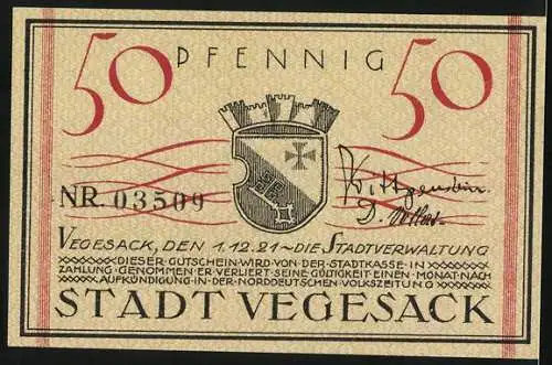 Notgeld Vegesack 1921, 50 Pfennig, Die Kirche